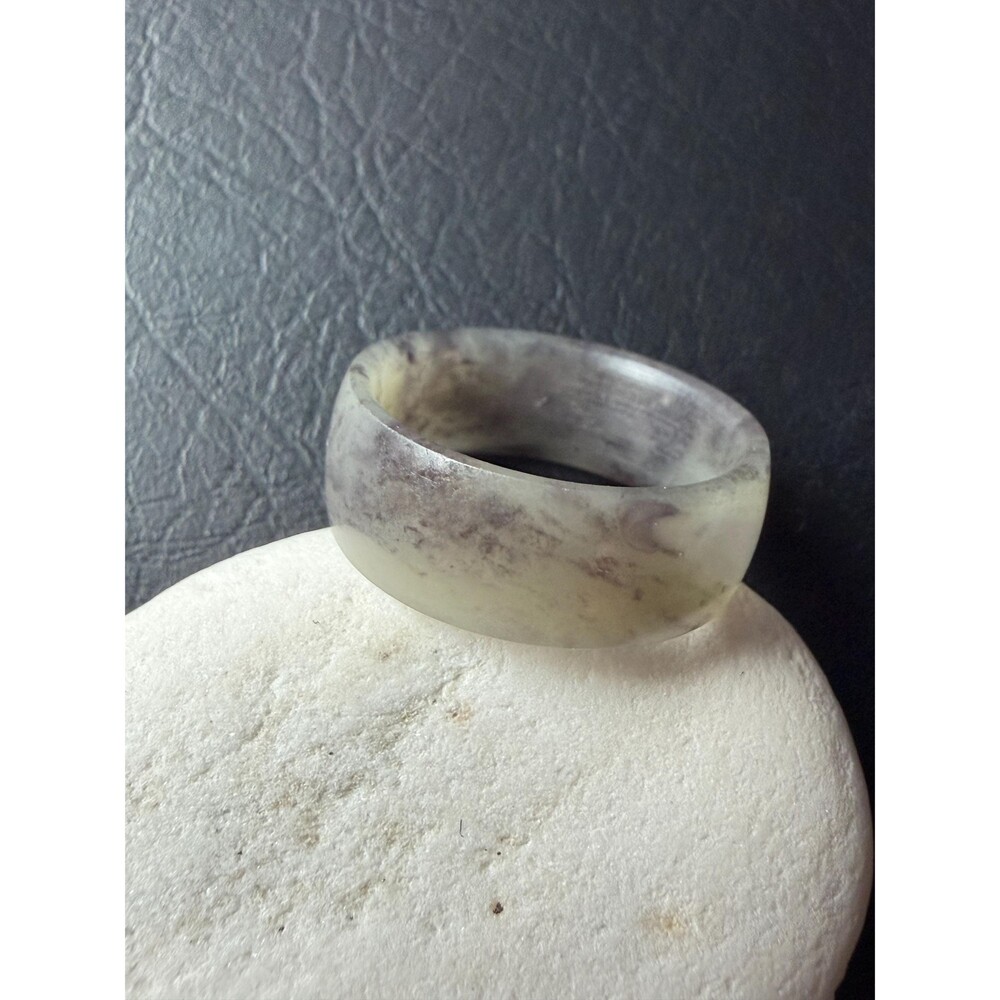 Natural Purple Jade Ring — Smoky Ink Cloud Band | Men’s Jade Ring Size 8/8.25 US